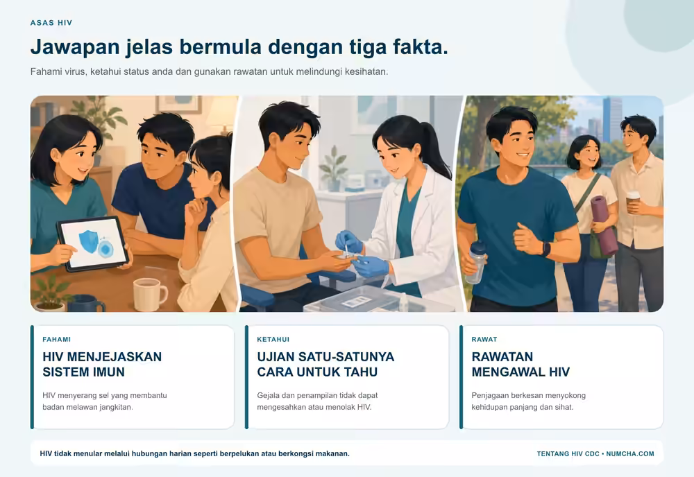 Infografik untuk topik “Asas HIV”.